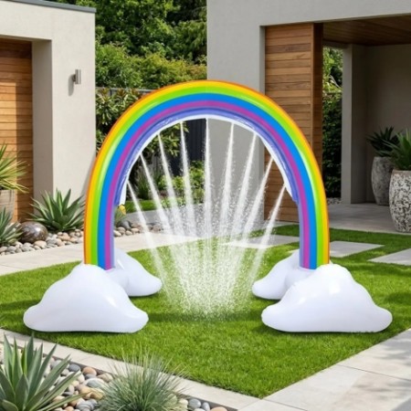Fargerikt oppblåsbart regnbuesprinkler for hagen